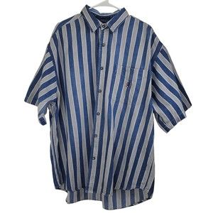 Coliseum Jean Men’s Denim Striped Short Sleeve Button Up Shirt, Size XXL